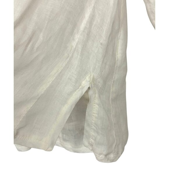 CP Shades White Linen Shirt Jacket Long Sleeve 2-Button Lagenlook Relaxed Size S - Picture 8 of 12